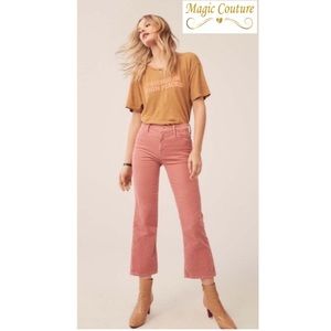 MOTHER The Outsider Crop Hopscotch Pink Wash Corduroy Jeans, size 26